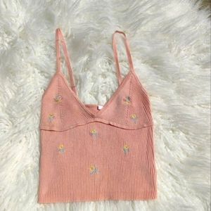 knit tank top with embroidery